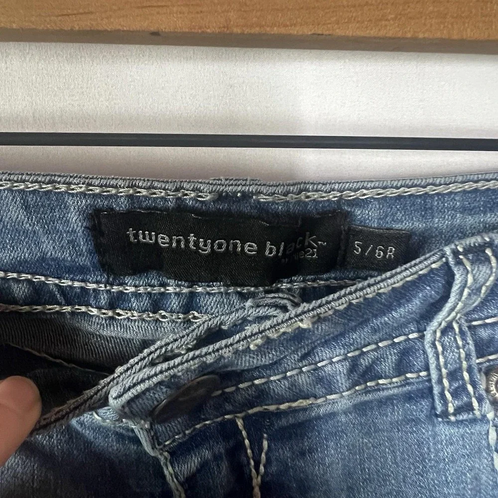 Y2K Rue21 TwentyOne Black‎ Jeans Women Sz 5/6R Light Wash Low Rise Slim Bootcut